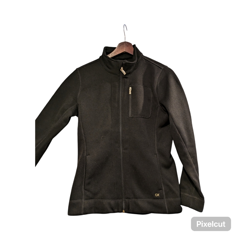 Tailored Fleece Calvin Klein Zip Up Ribbed S Jacket - Picture 3 of 11